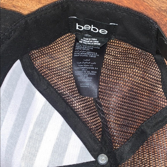 Y2K Bebe Black and White Striped Rhinestone Hat - Picture 5 of 5